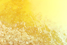 Sugar, Honey Bee Drip Mixed Granulated Sugar For Sweet Food Background, Sweet Honey And Granulated Liquid Sugar Cane Syrup (selective Focus)