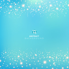 Wall Mural - abstract blue blurred background with beauty golden glowing glitter float on air.