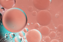 Abstract Oil Balls Of Water Drops Of  Pink And Blue Color