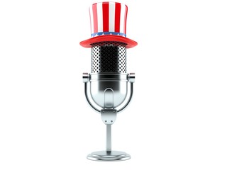 Canvas Print - Radio microphone with usa hat