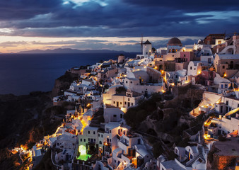 Beautiful travel destination Santorini night view