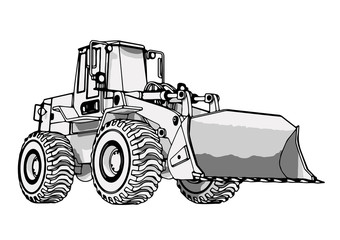 Canvas Print - sketch of a construction bulldozer vector