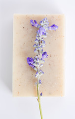 Poster - Handmade lavender soap with lavender flowers