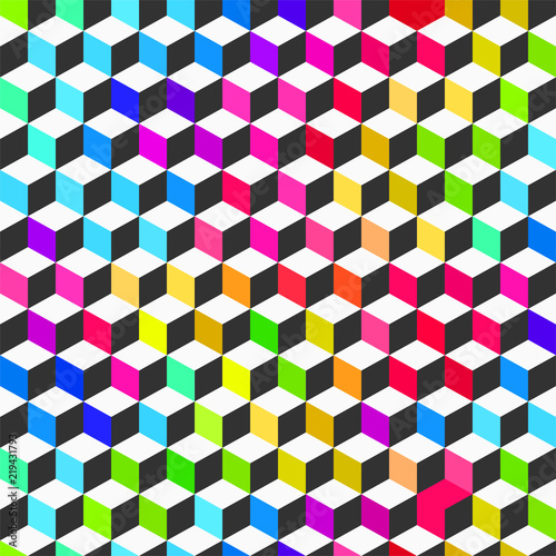 Dekoracja na wymiar  kolorowe-kostki-jasne-wzor-geometryczne-tlo-iluzje-optyczne-ilustracja-wektorowa