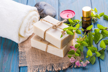 Poster - Beautiful spa setting with handmade soap