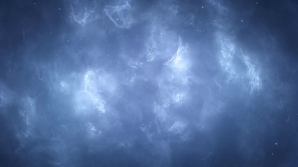 Wall Mural - Space scene. The camera moves forward among the stars and glowing gas clouds.