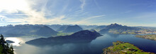 Panoramic View On Lake Lucerne, Mount Pilatus And Swiss Alps