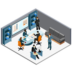 Poster - Office Work Isometric Composition