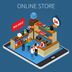 Poster - Online Shopping Isometric Composition 