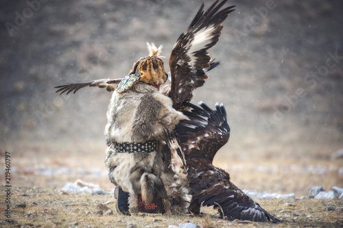 Western Mongolia Traditional Golden Eagle Festival Hunter