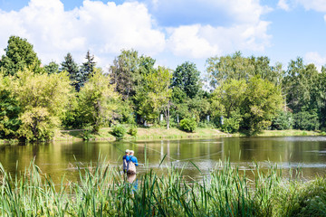 Poster - Zhabenka river near urban pond in Moscow in summer