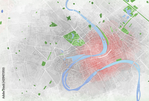 Valokuva Mappa di Baghdad, vista satellitare, città, parchi e fiumi