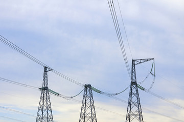 pole, electric, electricity, power, high, voltage, energy, tower, wire, transmission, blue, pylon, view, cable, top, lines, sky, electrical, network, technology, industrial, infrastructure, station, l