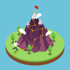 Aufkleber - isometric business journey path to success target on the top of mountain