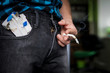 A guy holding break cigarette, concept of harmful of cigarette in sexual. stop smoking. cigarette concepts. Sexual Dysfunction concept, sman smoking a cigarette. Anti-tobacco advertising