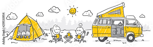 Fotografía Strichfiguren / Strichmännchen: Camping. (Nr. 282)