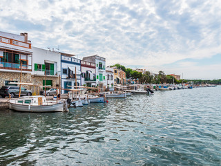 Canvas Print - Port and houses of Portocolom Mallorca