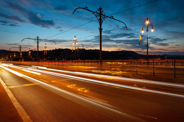 Wall Mural - Traffic at the sunset