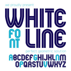 Poster - Vector upper case rounded alphabet letters made with white lines, best for use in logotype design in telecommunication theme