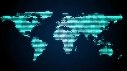 Leinwandbilder - Green World Map Square Flickering Animation Background