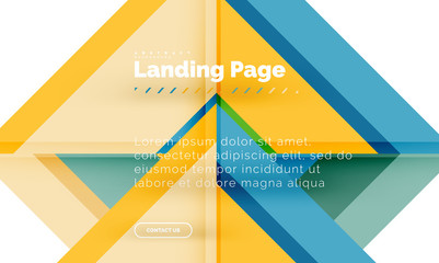 Square shape geometric abstract background, landing page web design template