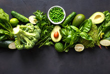 Raw Healthy Food Clean Eating Vegetables Green Vegetables Top View