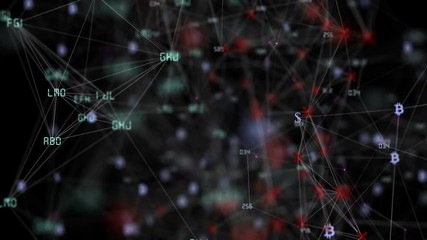 Poster - Rotation of the sphere of business symbols.Beautiful 3d animation of the Global Digital Network Growing with Numbers Flying. Business Concept. Looped. 4k
