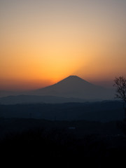 Wall Mural - Mt. Fuji from Shonandaira at dusk. The mountain in the back is Mt. Fuji in Japan.The beachfront is very beautiful. In addition, the sunset is also very beautiful.