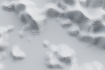 Wall Mural - 3D Topographic map background concept. Topo contour map. 3d rendering abstract illustration. Valleys and mountains. Geography concept. Wavy backdrop. Space surface.