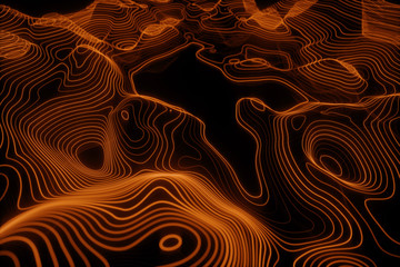 Wall Mural - 3D Topographic map background concept. Topo contour map. 3d rendering abstract illustration. Valleys and mountains. Geography concept. Wavy backdrop. Space surface.