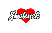 Smolensk City Design Typography With Red Heart Icon Logo