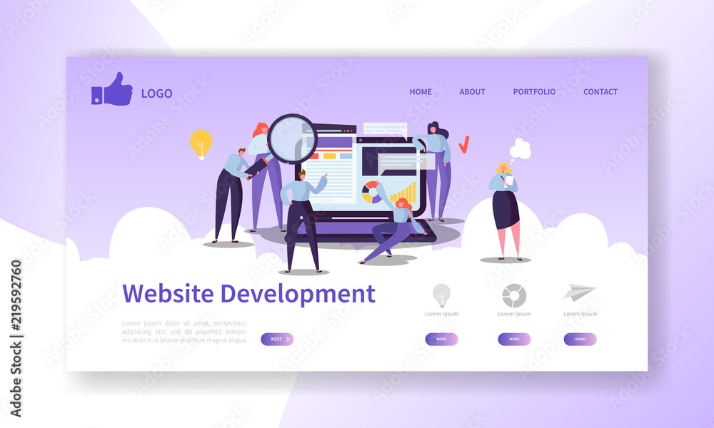 Website Development Landing Page Template. Mobile Application Layout ...