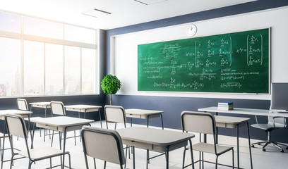 Wall Mural - Contemporary classroom with math formulas