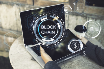 Aufkleber - Blockchain and hud concept