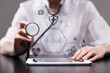 © WrightStudio - Medical concept on virtual screen. Healthcare. Online medical consultation and health check, EMR, EHR.