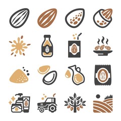 almond icon set