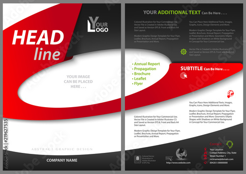Red and Black Modern Abstract Flyer Template with Elliptical Shapes - Backgro...