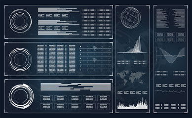 Aufkleber - Web template with black hud. Radar simple vector. Hud ui app. Black screen. Digital radar screen. Future technology display design.