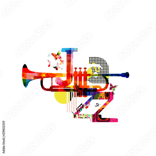 Obrazy Jazz  typograficzne-kolorowe-tlo-muzyki-jazzowej-z-ilustracji-wektorowych-trabka-muzyka-artystyczna