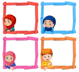 A set of muslim children frame