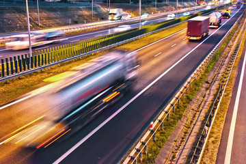 Sticker - Trucks on four lane controlled-access highway in Poland