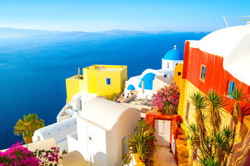 Wall Mural - View of Oia the most beautiful village of Santorini Island in Greece.