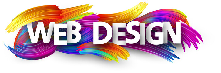 Wall Mural - Web design paper banner with colorful brush strokes.