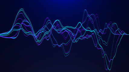 abstract background with dynamic waves. big data visualization. sound wave element. technology equal
