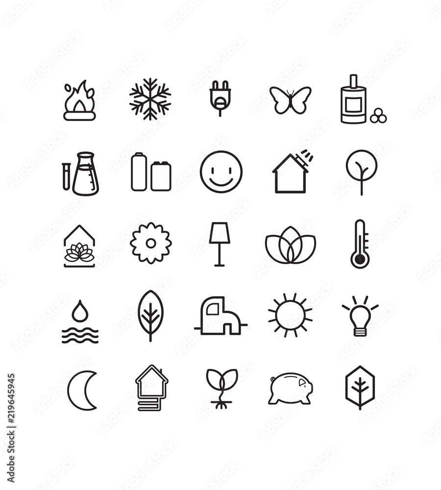 série de pictos, pictogrammes symbolisant les énergies vertes, énergies ...