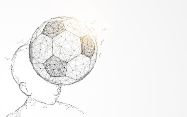 Aufkleber - Head hitting the soccer ball from lines and triangles, point connecting. Illustration vector