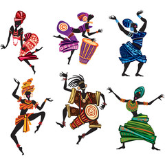 dancing people in traditional ethnic style