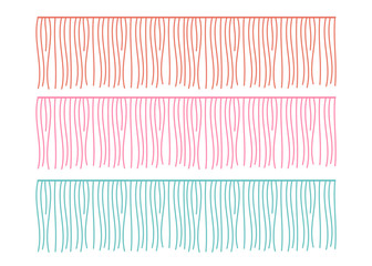 Fringe rows vector garments component. Brush border tassel, trim