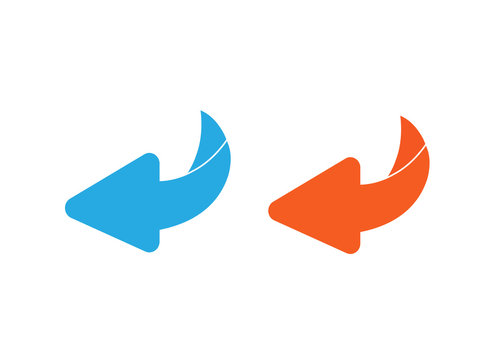 Page turn or back arrow flat vector set