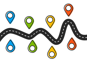 road trip and journey route. road vector map